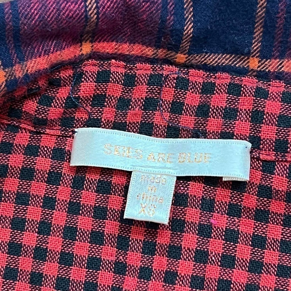 Skies Are Blue Flannel Dress Red Black Plaid‎ Long Sleeve Size XS - Picture 7 of 12